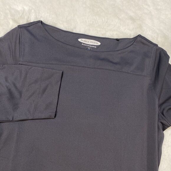 Pebble Beach Tops - Pebble‎ Beach Performance Women's Small Gray 3/4 Sleeve Boat Neck Golf Shirt
